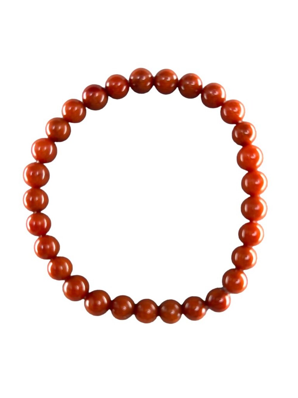 Natural Flame Persimmon Red Nanhong Agate 6mmx29 Beaded Bracelet 6.5" 11.4g